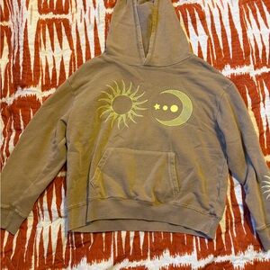Gray Hoodie with Sun and Moon Design